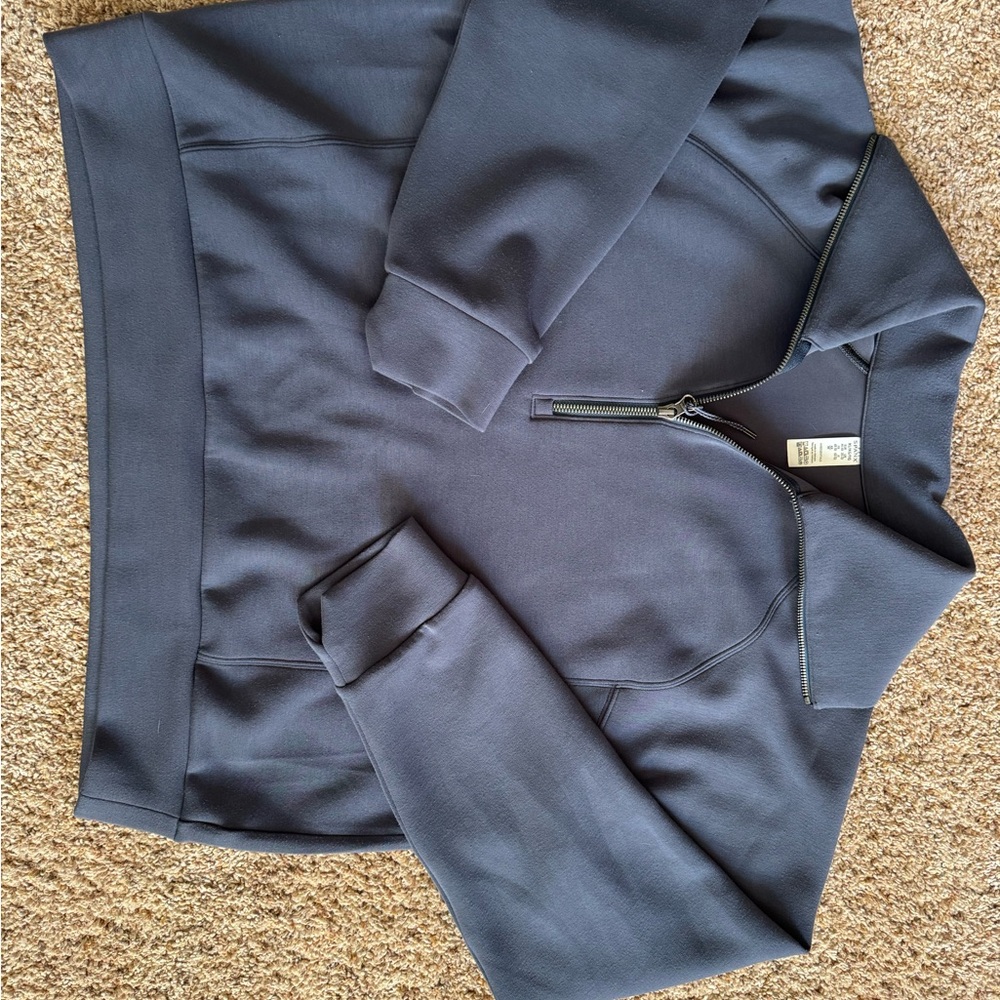 SPANX Air Essentials Blue Gray Quarter-Zip Pullover